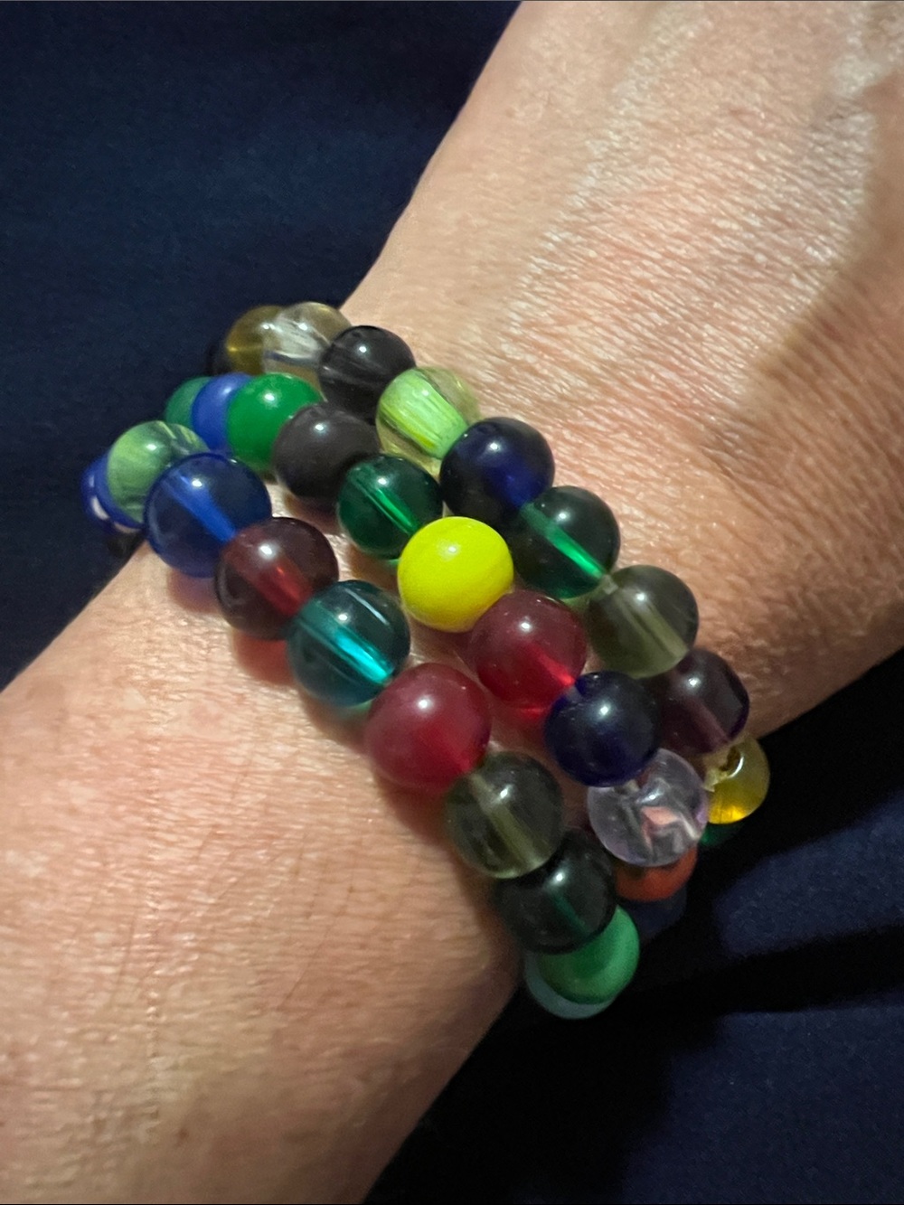 Multi-Color Bead Stretch Bracelet - Colorful Stackable Women's Jewelry